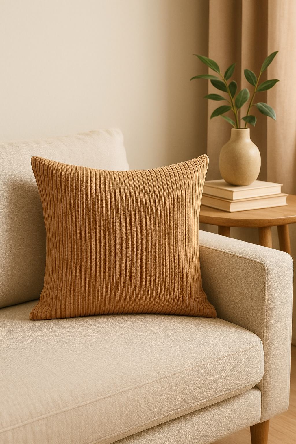 housse de coussin velours côtelé rayé décor classique 45 50 60 cm - vue 3 sur 2