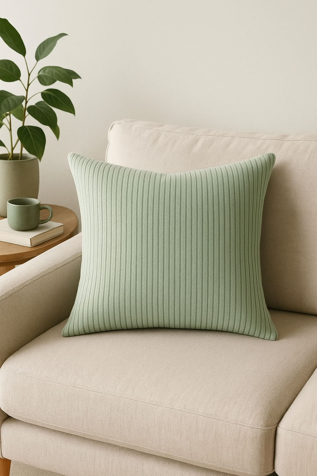 housse de coussin velours côtelé rayé style classique 45 50 60 cm - vue 3 sur 2