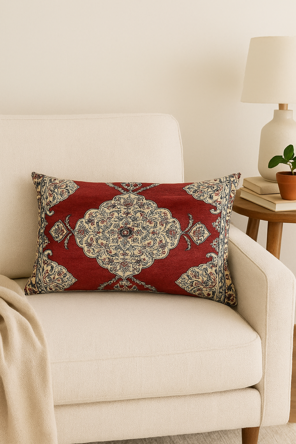 housse de coussin vintage à motif mandala ethnique décoratif