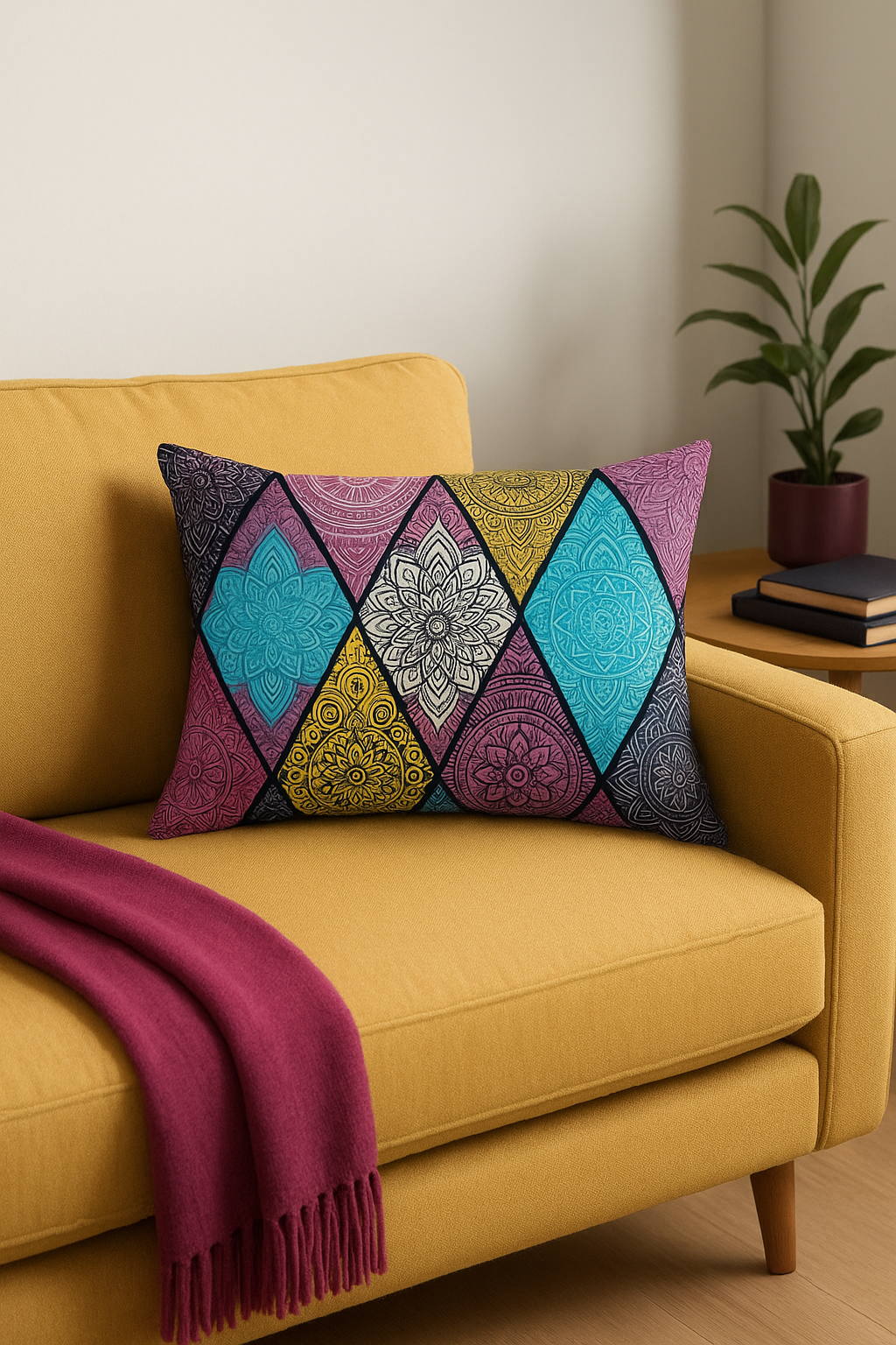 housse de coussin vintage motif mandala pour canapé ou lit