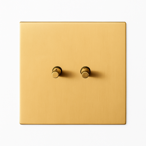 Interrupteur double 2 voies en acier brossé doré