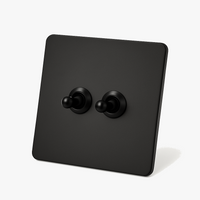 Interrupteur double 2 voies en acier noir mat bords arrondis