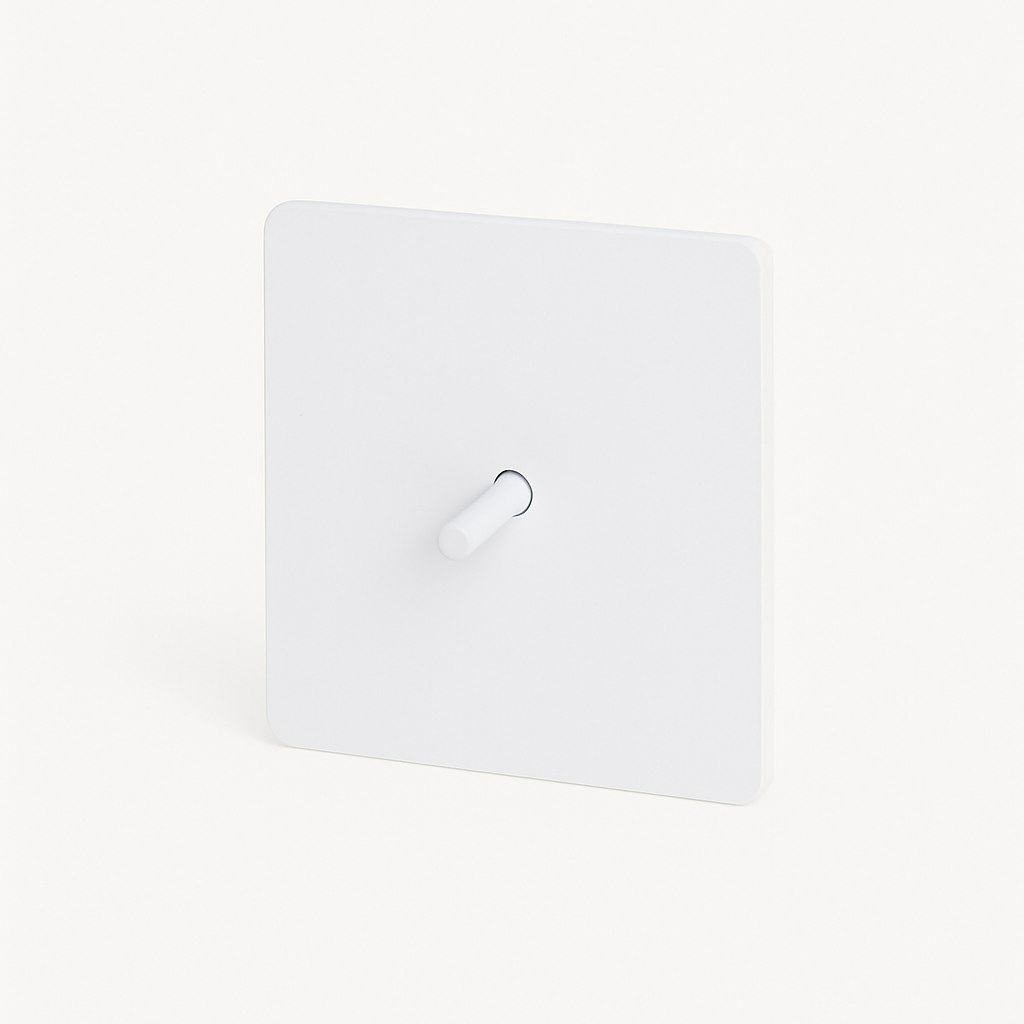 Interrupteur simple 1 voie en acier blanc mat bords arrondis