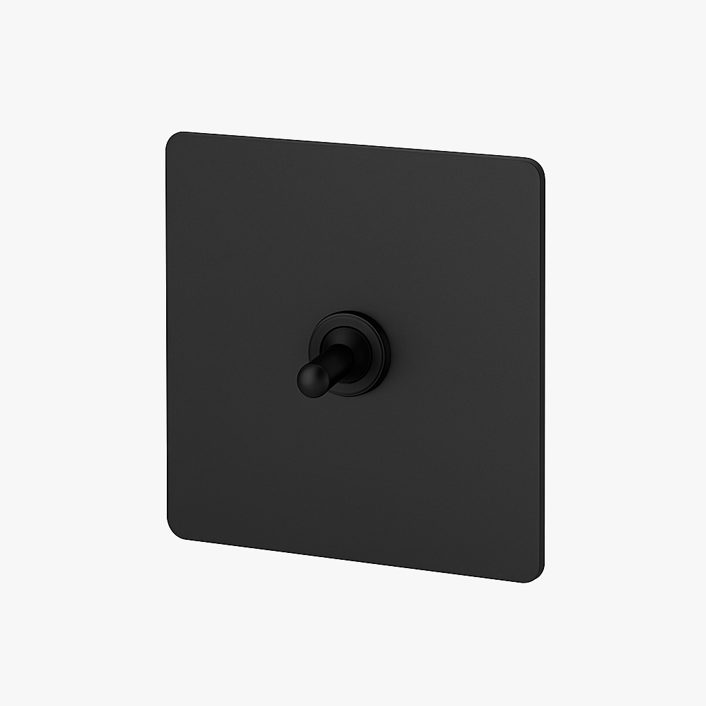 Interrupteur simple 1 voie en acier noir mat bords arrondis