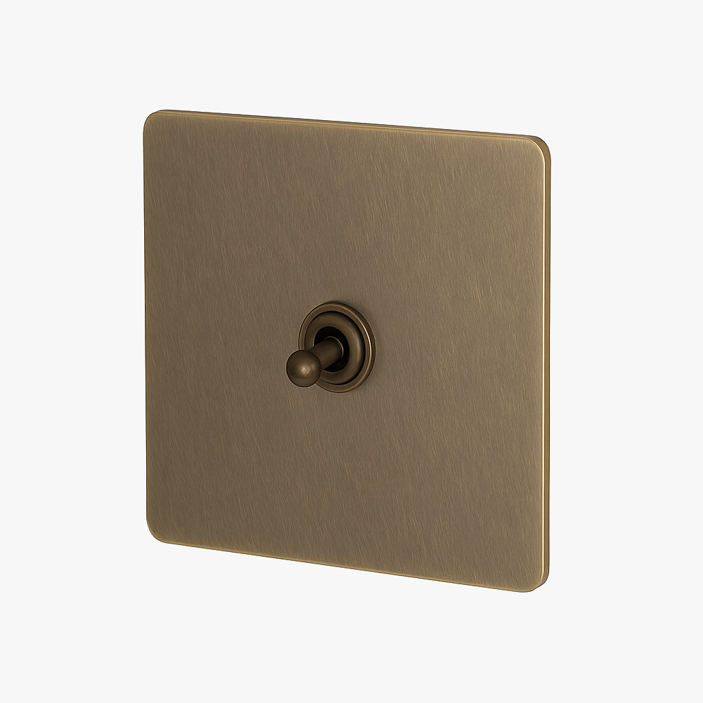 Interrupteur simple 1 voie intermédiaire switch en acier bronze vieilli bords arrondis
