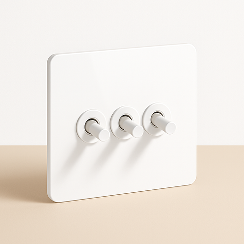 Interrupteur triple 3 voies en acier blanc mat bords arrondis