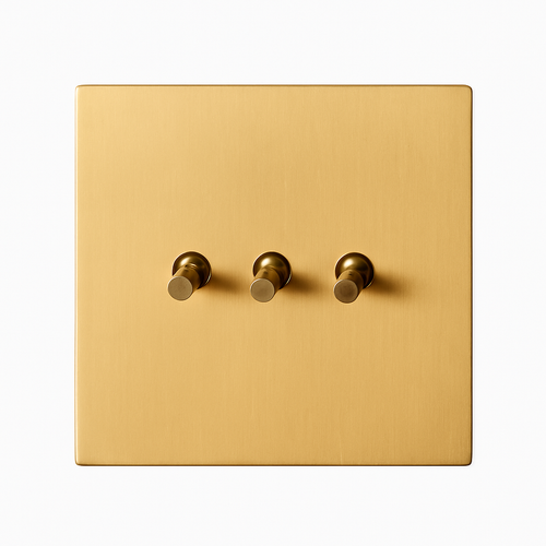 Interrupteur triple 3 voies en acier brossé doré