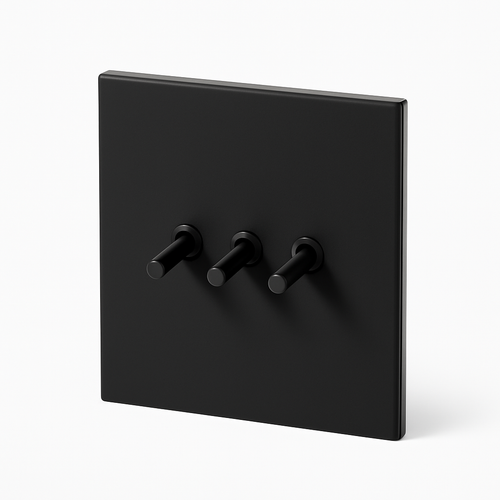 Interrupteur triple 3 voies en acier noir mat