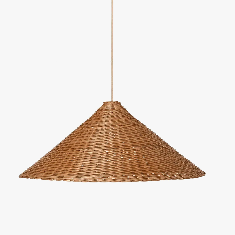 Suspension rétro japonaises design silencieux en rotin artistique Zen