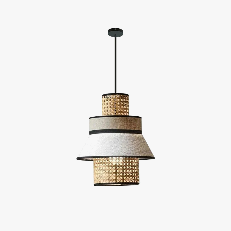 Suspension Japonais Vintage tissu rotin cannage