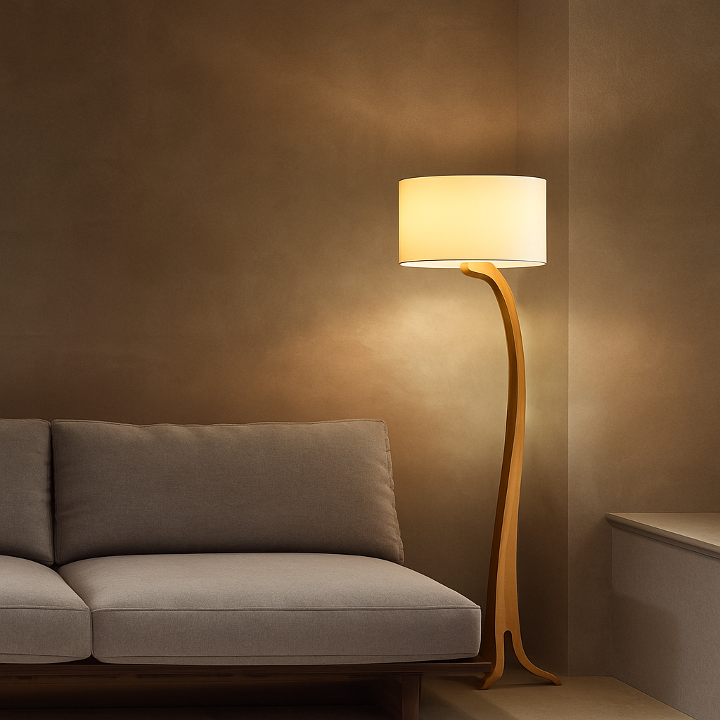 lampadaire led en bois design moderne luminaire décoratif idéal - vue 5 sur 9