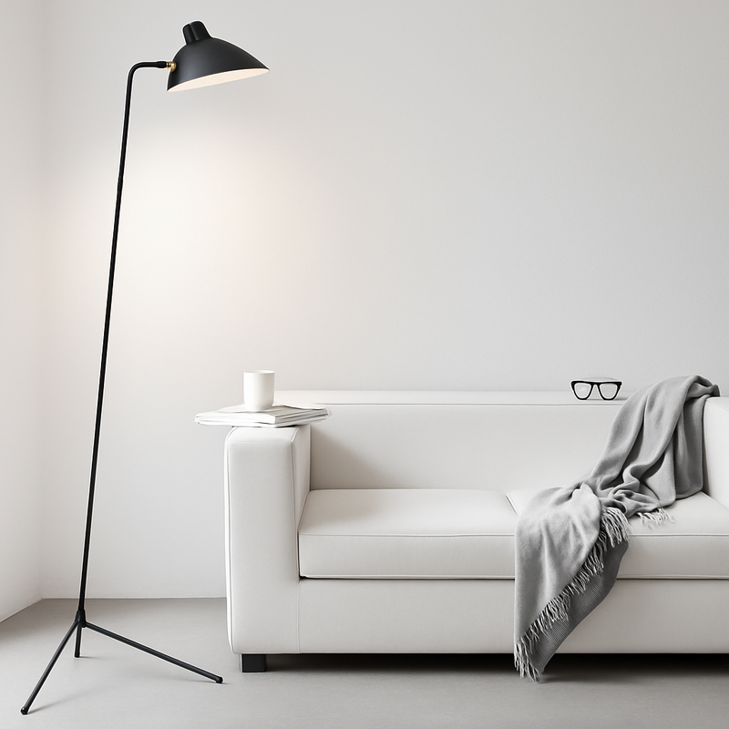 lampadaire minimaliste en métal avec abat-jour rotatif