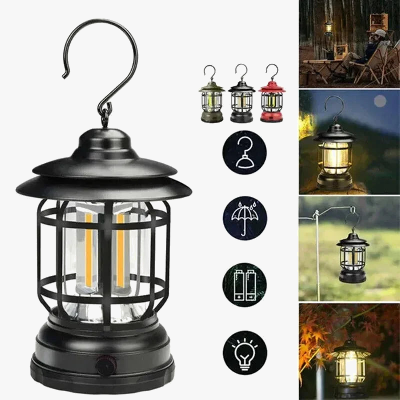 lampe de camping rétro rechargeable et étanche pour extérieur