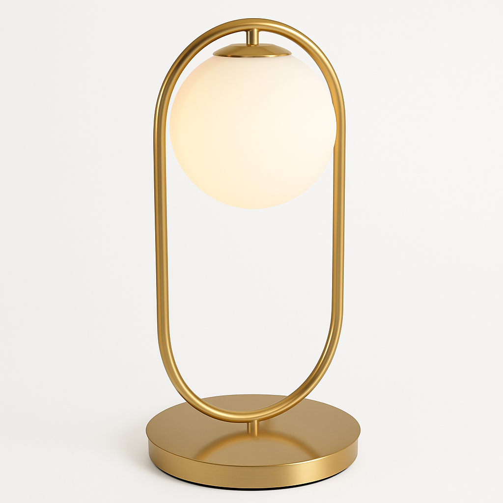 Lampe de chevet design en métal doré et boule en verre - vue 5 sur 9
