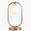 Lampe de chevet design en métal doré et boule en verre