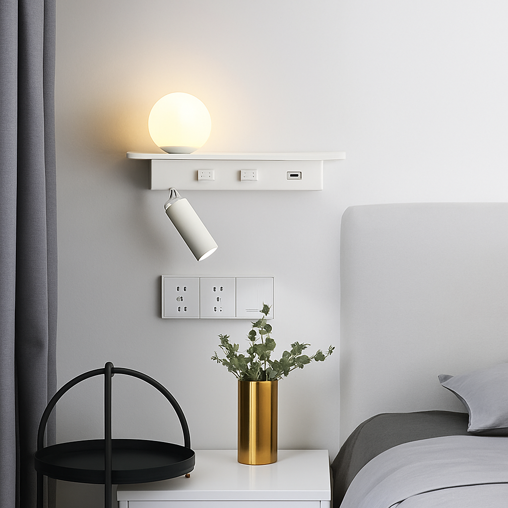 lampe de chevet moderne led avec interrupteur et usb - vue 5 sur 8