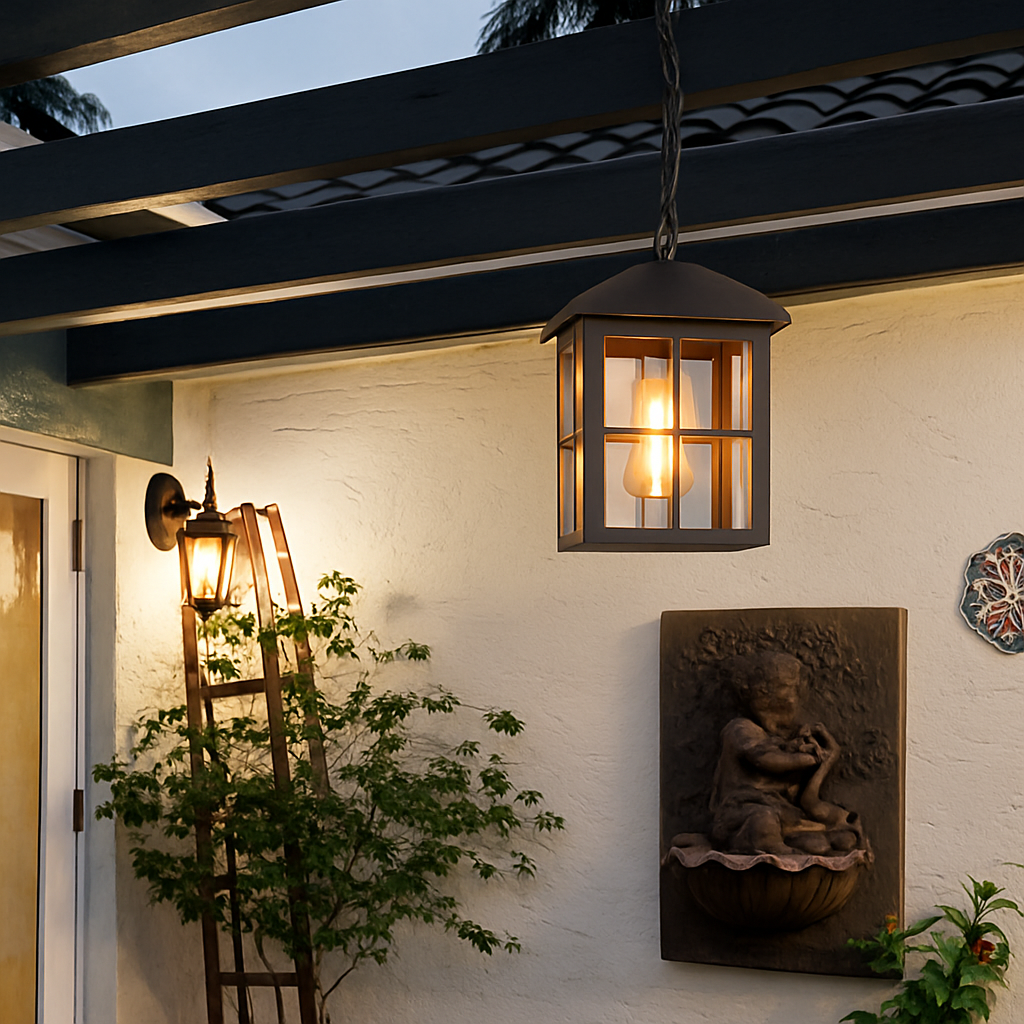lampe extérieure suspendue étanche pour jardin et cour - vue 6 sur 6