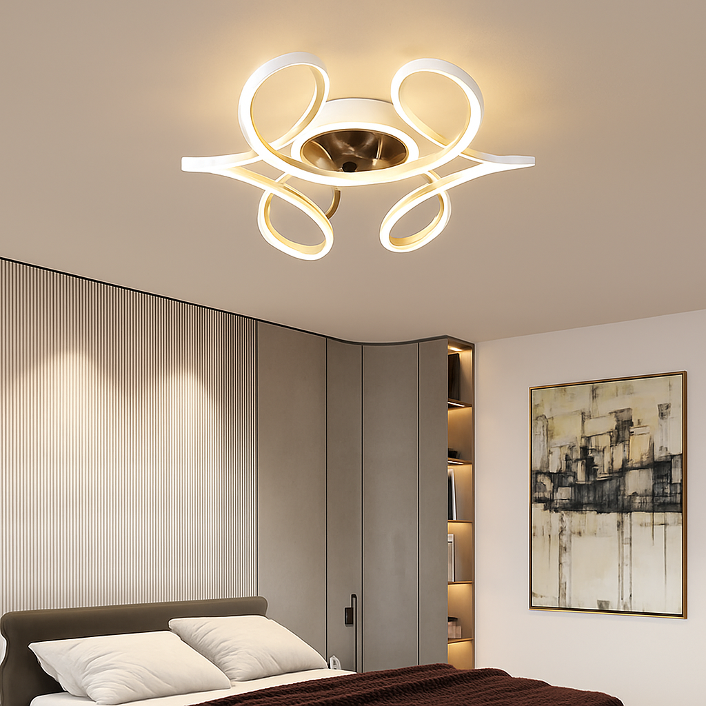 lampe à led moderne avec ventilateur de plafond et télécommande - vue 4 sur 9