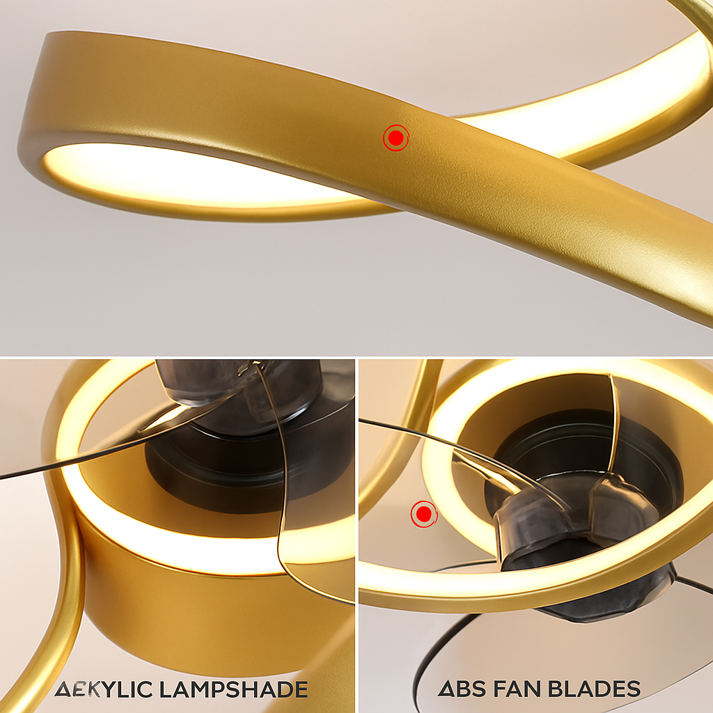 lampe à led moderne avec ventilateur de plafond et télécommande - vue 7 sur 9