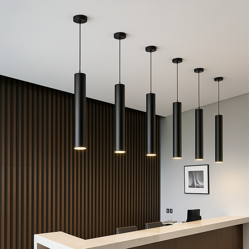 lampe led suspendue design moderne tube long luminaire décoratif