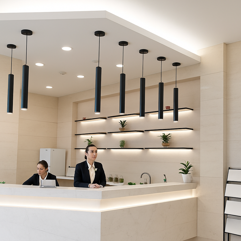 lampe led suspendue design moderne tube long luminaire décoratif