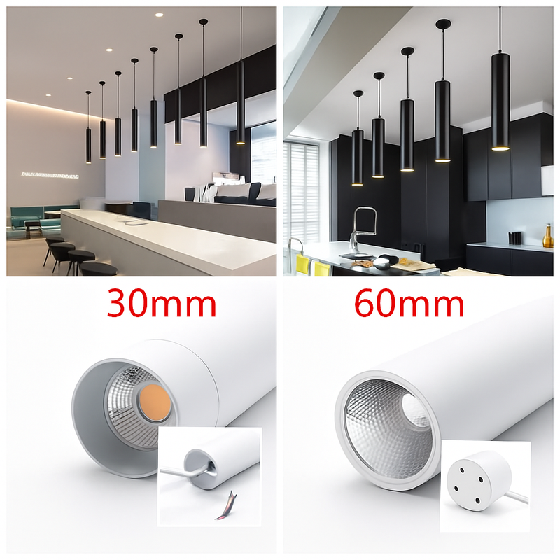 lampe led suspendue design moderne tube long luminaire décoratif