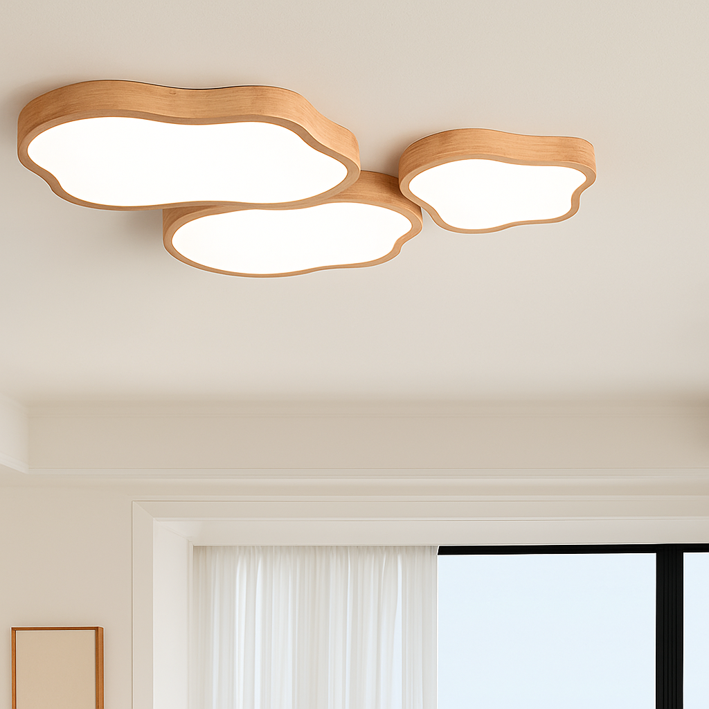 Lampe plafonnier bois LED modernes - vue 6 sur 9