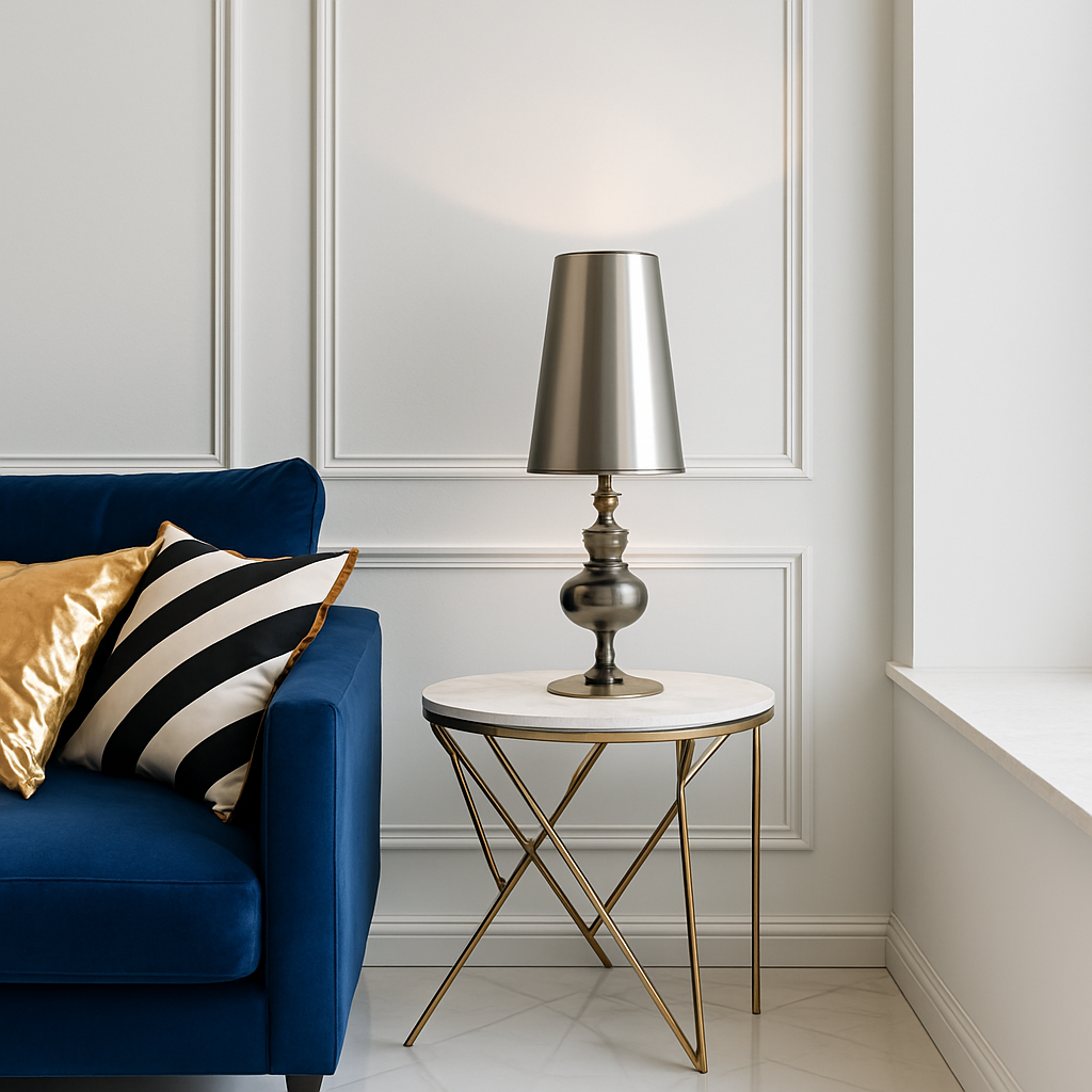 Lampe à poser design chromée moderne Living - vue 3 sur 10