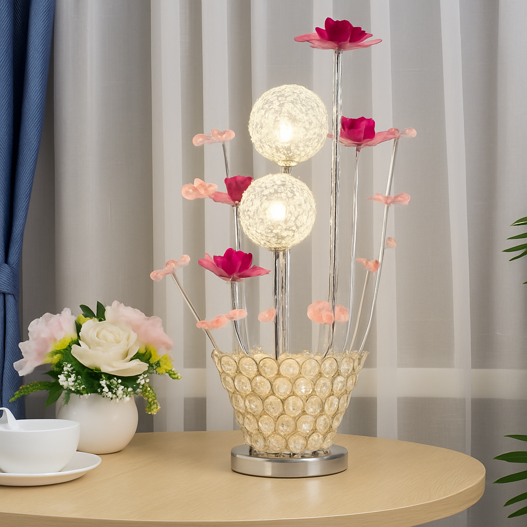 lampe à poser moderne en acrylique motifs floraux décoratifs - vue 4 sur 11