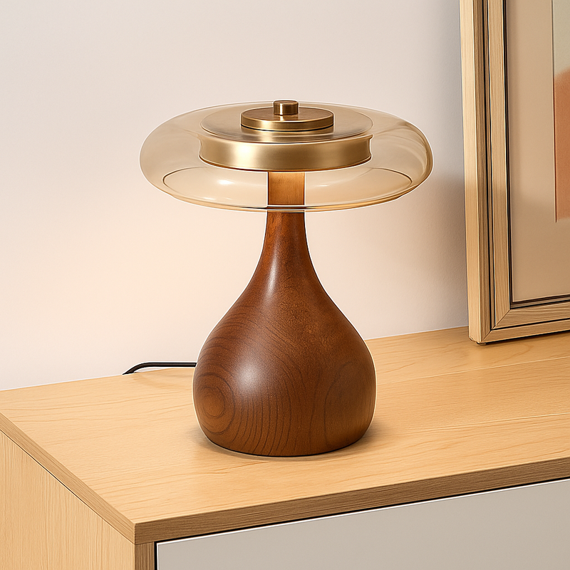 lampe à poser rétro design art déco en laiton et verre