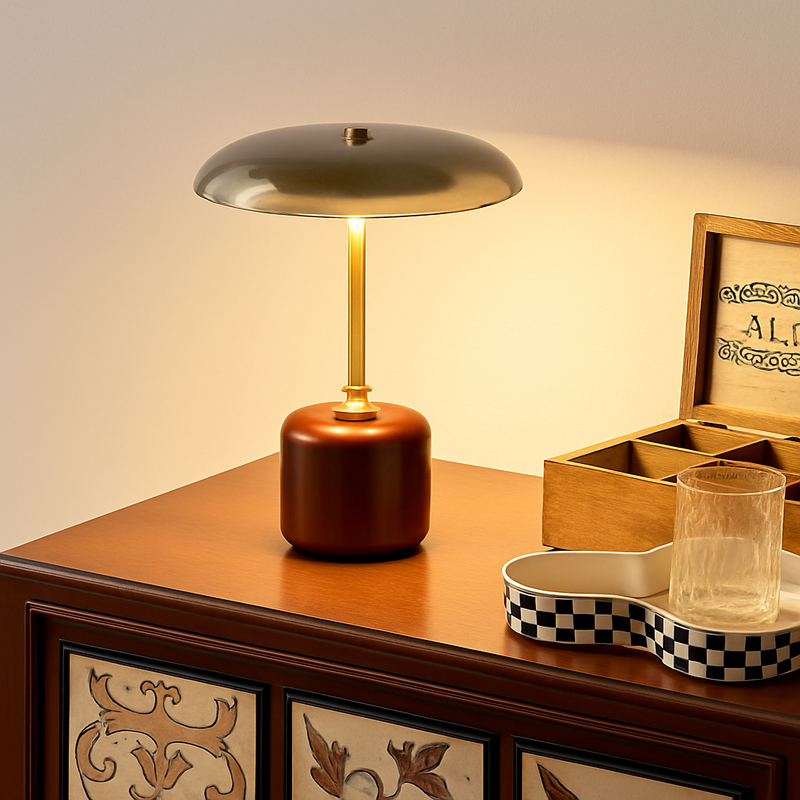 lampe à poser rétro design art déco en laiton et verre