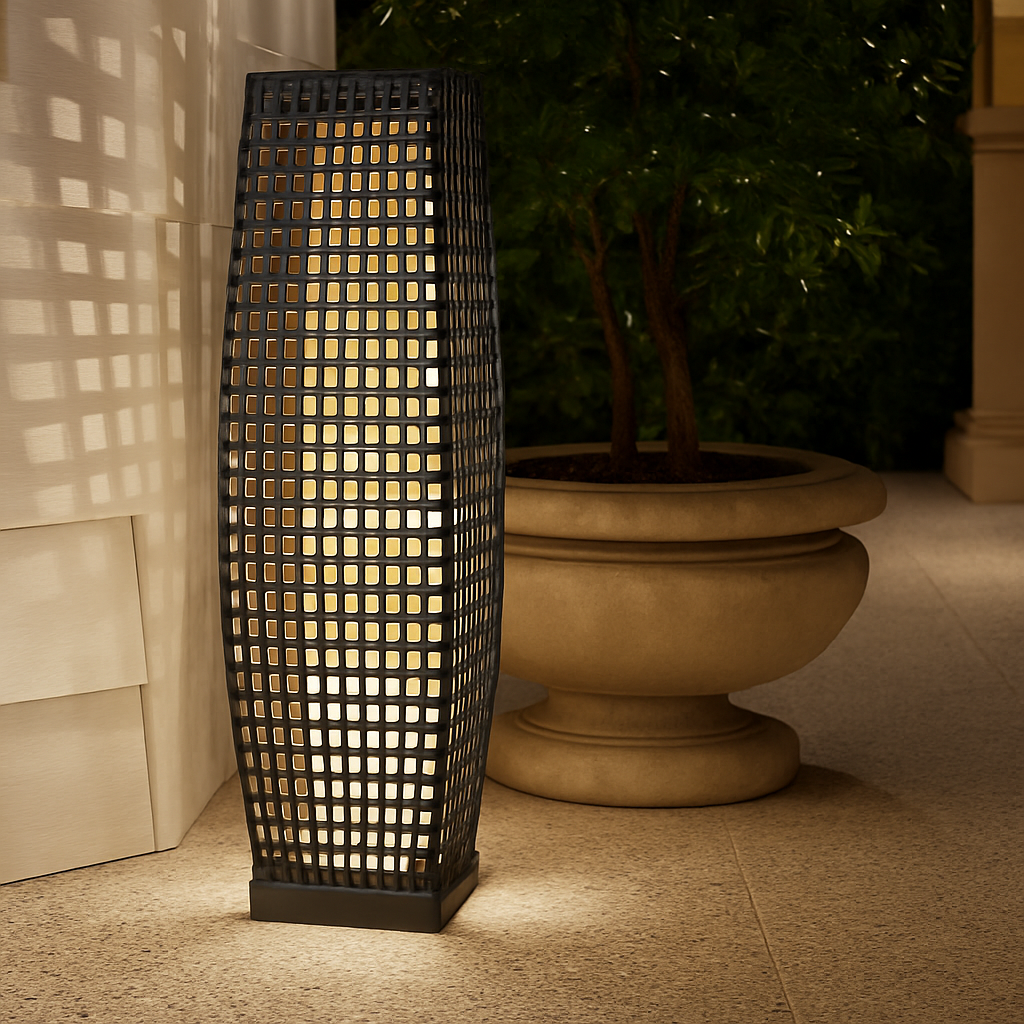lampe solaire en rotin pour extérieur et jardin - vue 5 sur 8