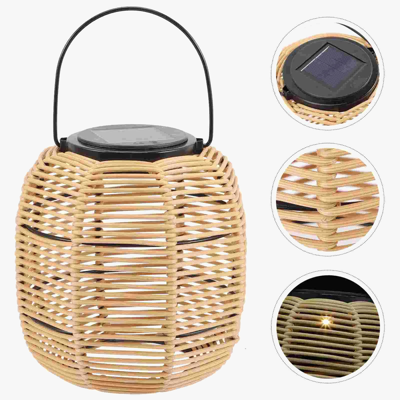 lampe solaire suspendue en rotin pour jardin vintage décoratif