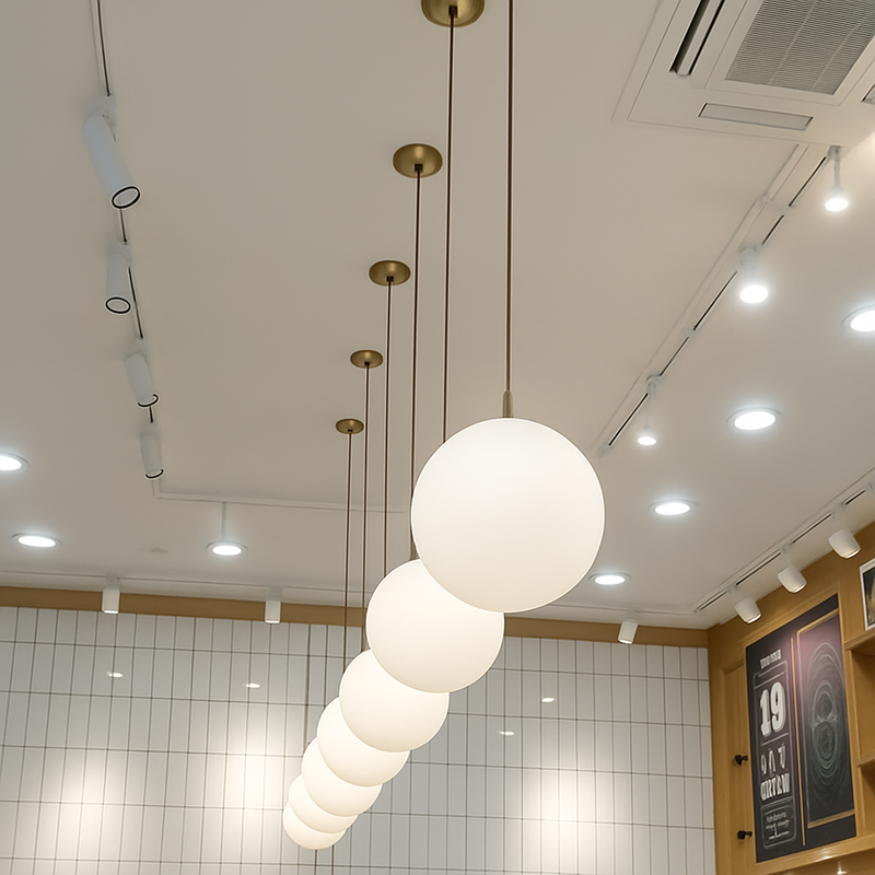 Lampe Suspension Globe Verre Blanc