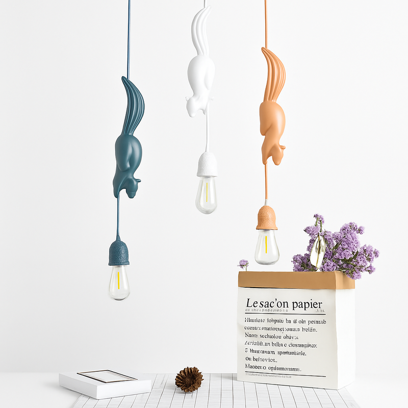 lampe suspension résine écureuil nordique led loft décoratif
