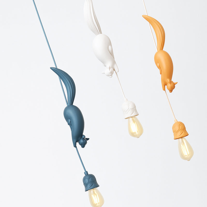 lampe suspension résine écureuil nordique led loft décoratif