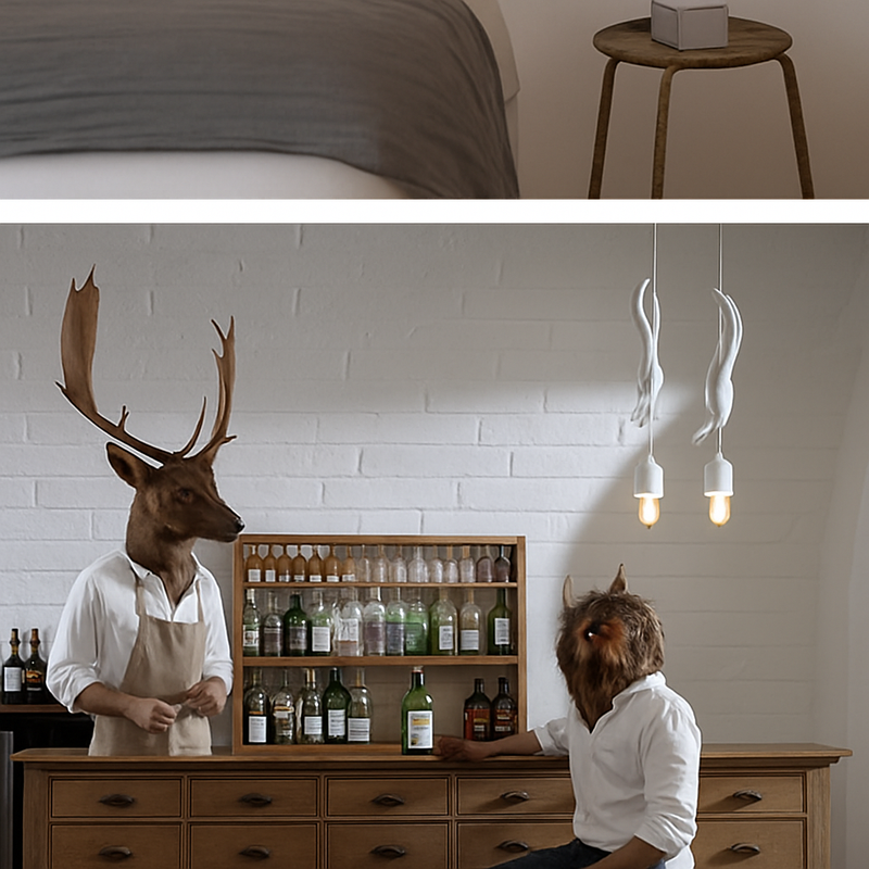 lampe suspension résine écureuil nordique led loft décoratif