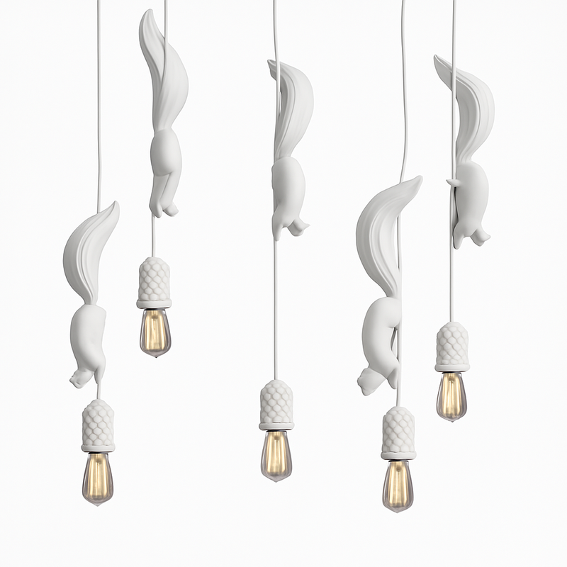 lampe suspension résine écureuil nordique led loft décoratif