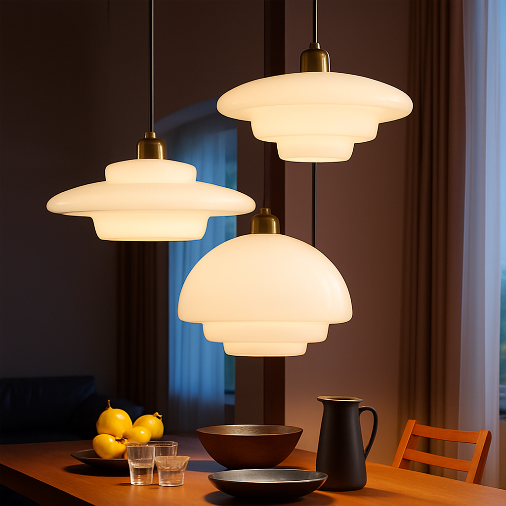 lampes suspendues led modernes art décoratif nordique crème - vue 2 sur 9