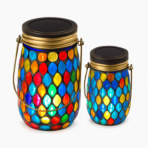 lanterne solaire suspendue en verre pour jardin et terrasse