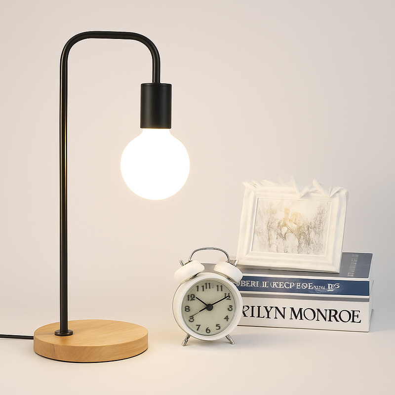 Loft lampe de bureau Vintage E27 noir blanc tige de fer campagne américaine lampes de Table en bois nordique chevet lecture luminaire