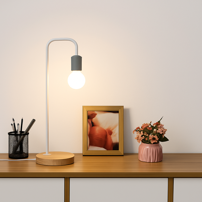 Loft lampe de bureau Vintage E27 noir blanc tige de fer campagne américaine lampes de Table en bois nordique chevet lecture luminaire