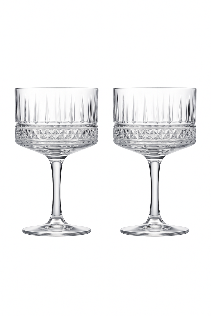 lot 2 coupes champagne elysia verre relief rétro