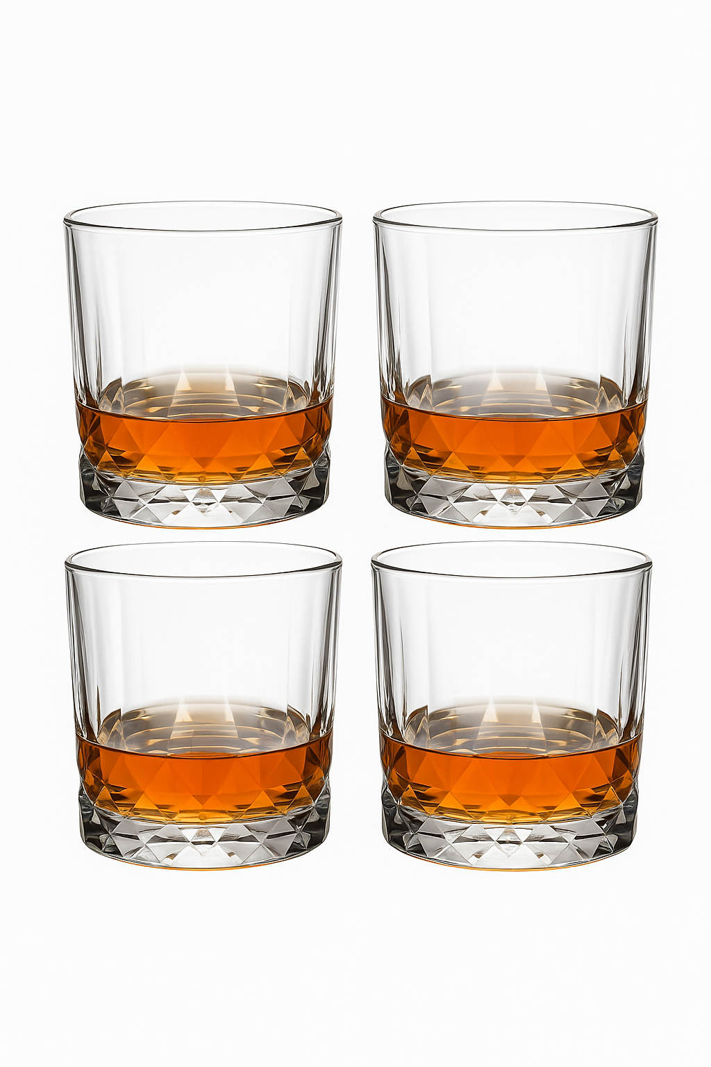 Lot 4 verres whisky old fashioned motif relief