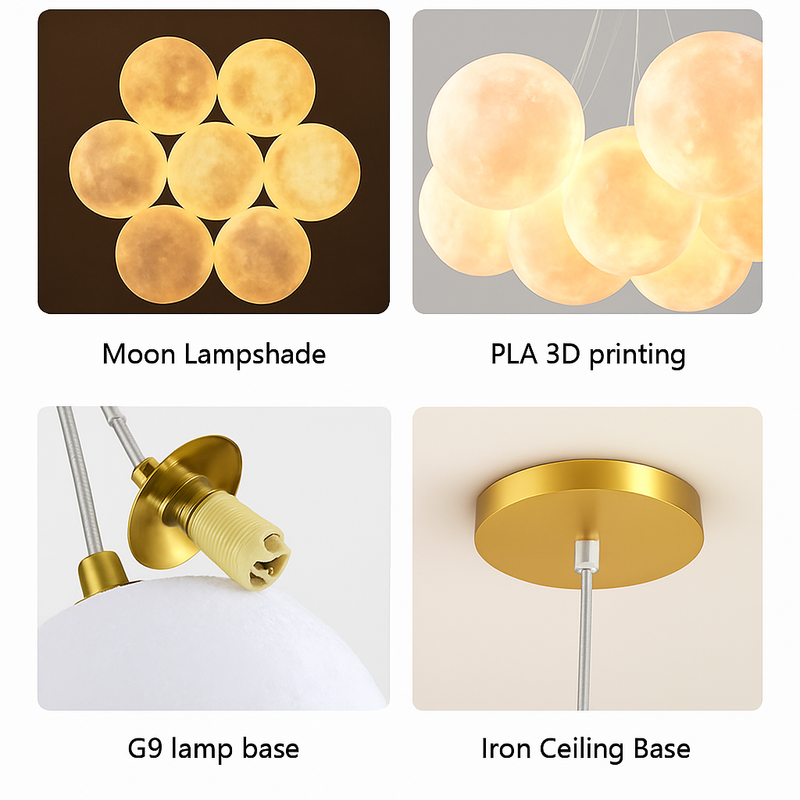 Lune Lustre Lampes Bulle Lustre Lumière pour Salon Chambre D'enfant Chambre Lampes Suspendues Or Noir G9 Ampoule AC220V