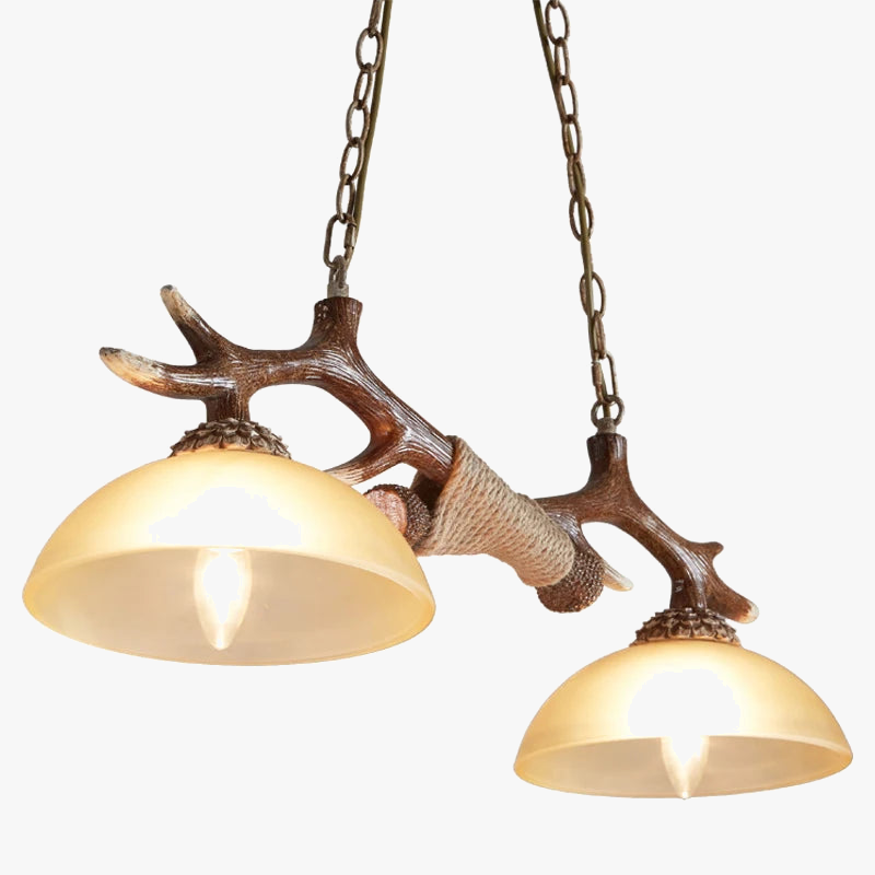 lustre antique nordique en résine avec chaîne en bois de cerf