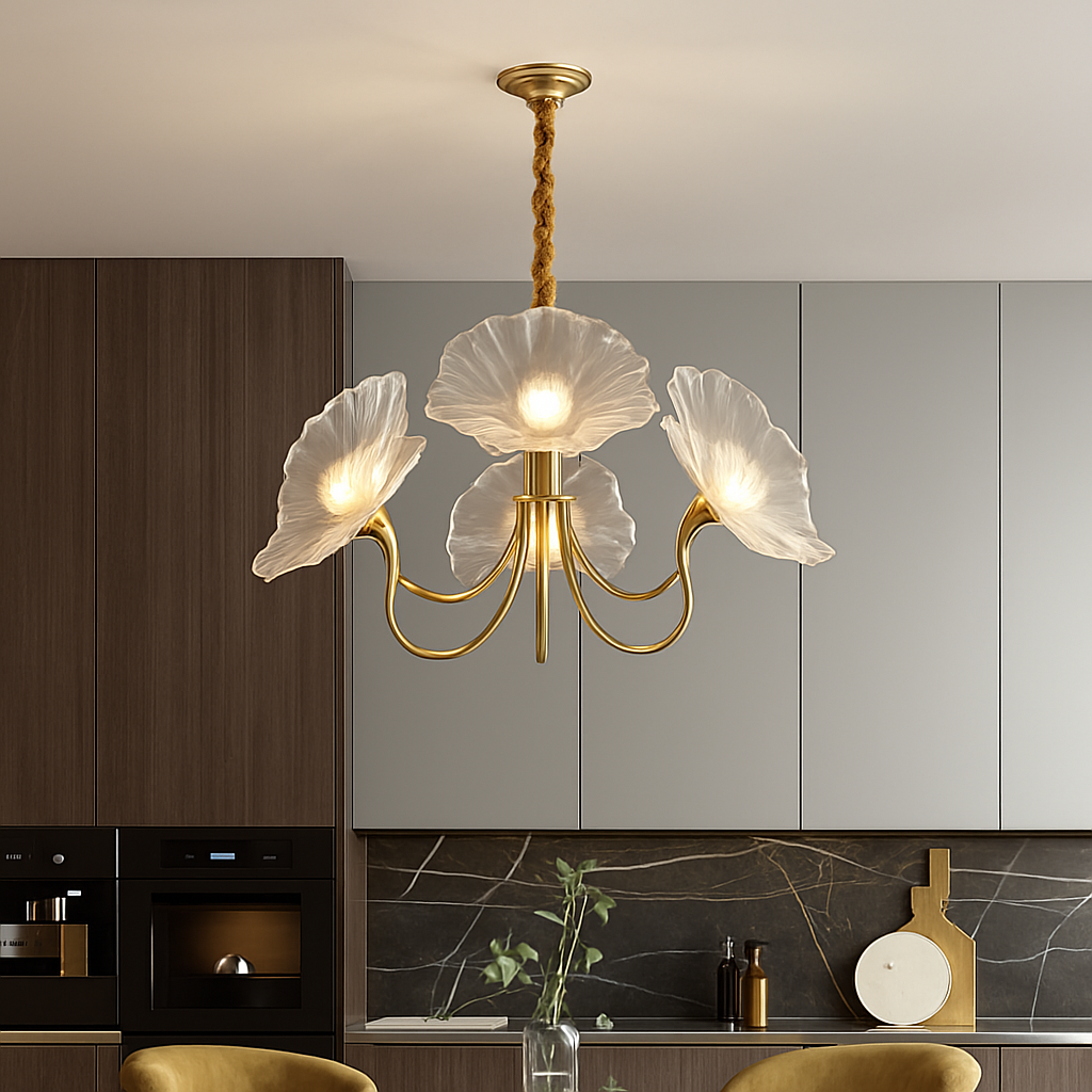 Lustre avec fleurs en verre déco nordique moderne - vue 4 sur 14