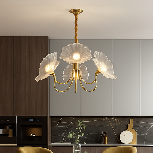 Lustre avec fleurs en verre déco nordique moderne