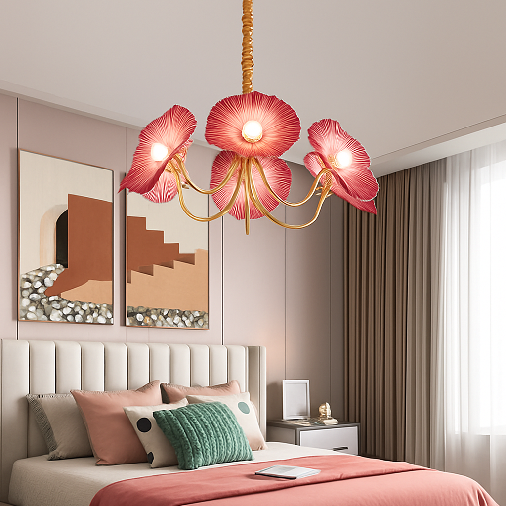 Lustre avec fleurs en verre déco nordique moderne - vue 6 sur 14