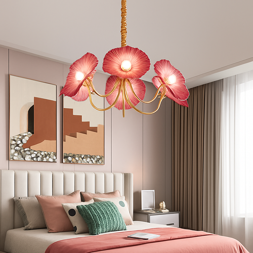 Lustre avec fleurs en verre déco nordique moderne